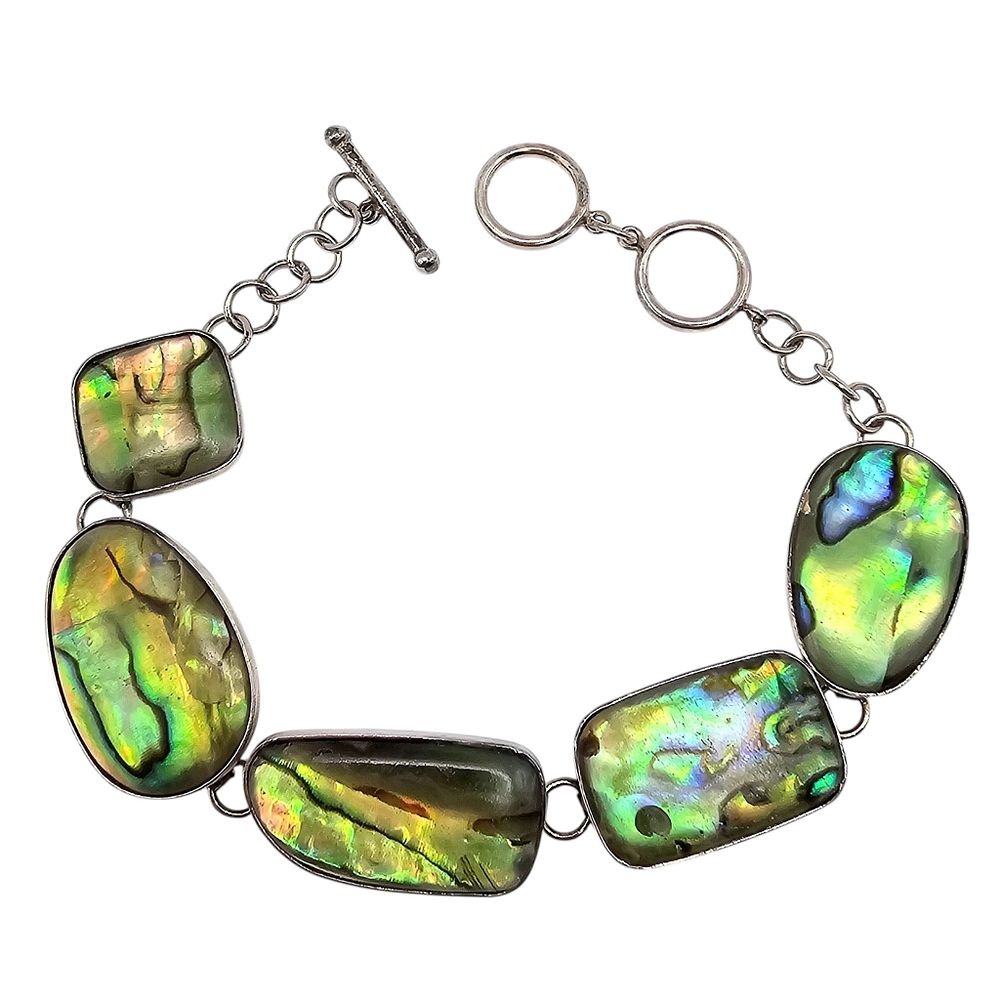Lot 366: LUG Abalone Sterling Silver Toggle Bracelet 11.2 G