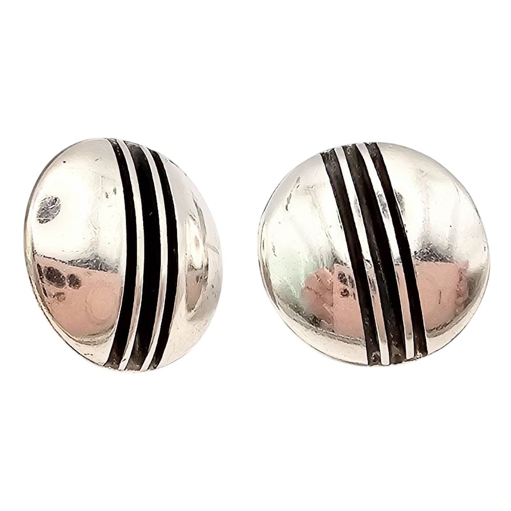 Lot 389: Y Sterling Silver Modernist Earrings 5.1 G