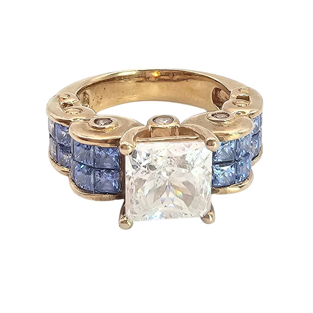 Lot 409: Clear And Blue Stone Gold Over Sterling Silver Ring Size 6.5 8.6 G