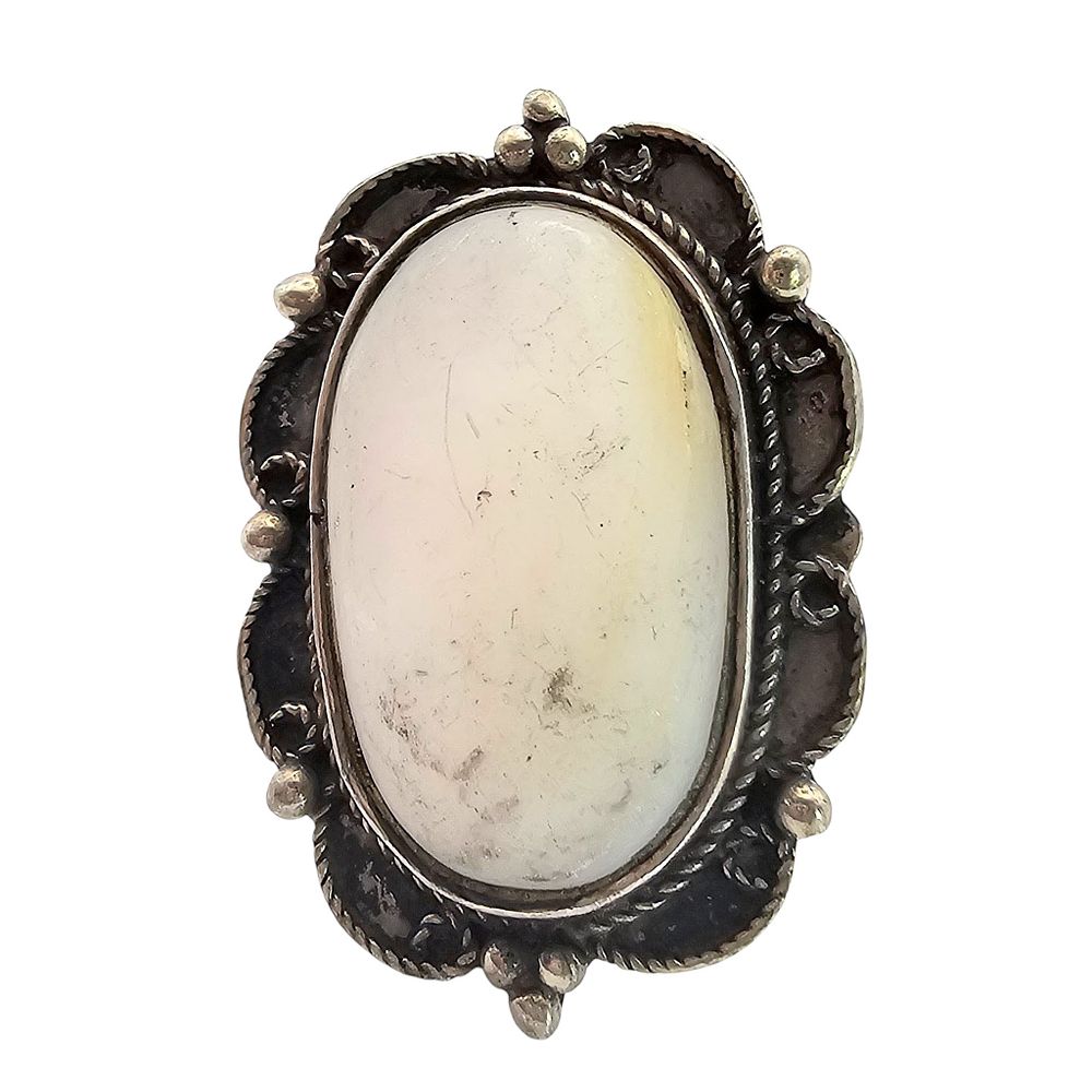 Lot 517: Signed Frosted Glass Sterling Silver Ring Size 6.25 16.1 G