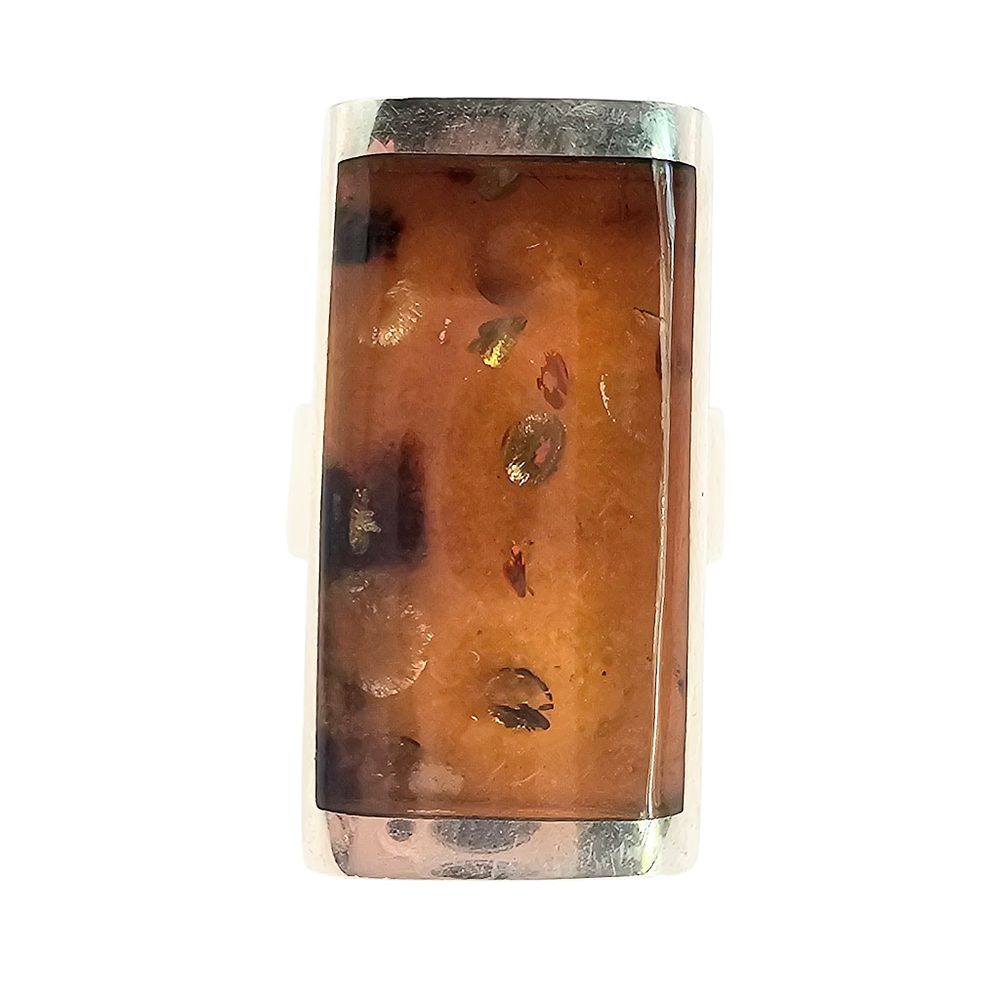 Lot 522: New Polish Amber Sterling Silver Ring Size 8 9.4 G