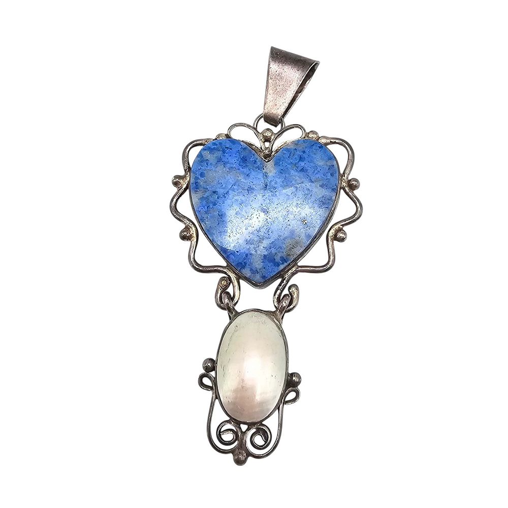 Lot 556: El Sodalite Pearl Sterling Silver Pendant 12.4 G