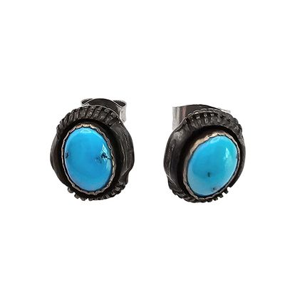 Navajo Turquoise Sterling Silver Earrings 2 G