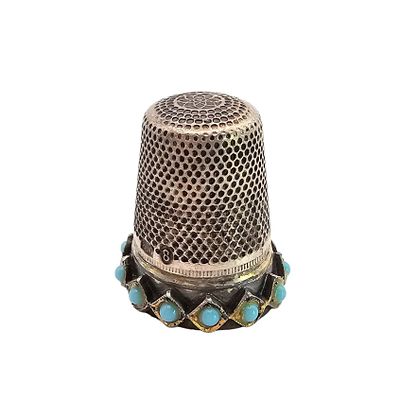 Native 800 Silver Turquoise Thimble 5.2 G