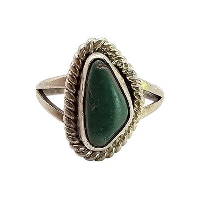 Navajo Green Turquoise Sterling Silver Ring Size 7 3.9 G