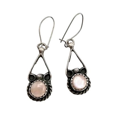Signed MP Mother Of Pearl Sterling Silver Drop Earrings 3.2 G