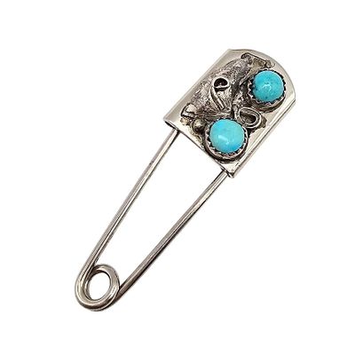 Navajo Turquoise Sterling Silver Pin 6.4 G