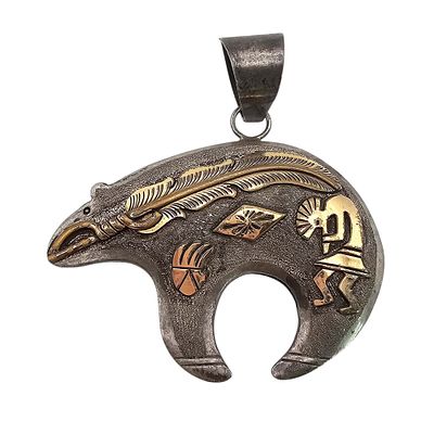Mark Yazzie Navajo Sterling Silver 12K Gold Filled Bear Pendant 23.7 G