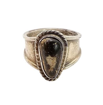 Native Natural Stone Sterling Silver Ring Size 7.25 7.3 G