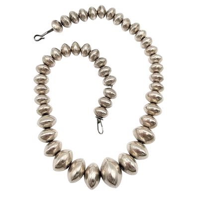 Vintage Navajo Sterling Silver Bead Necklace 67.6 G