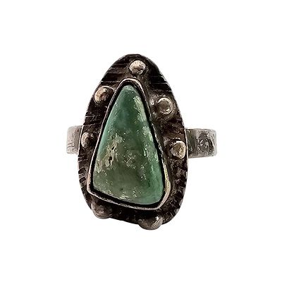 Navajo Turquoise Sterling Silver Ring Size 8 6.6 G