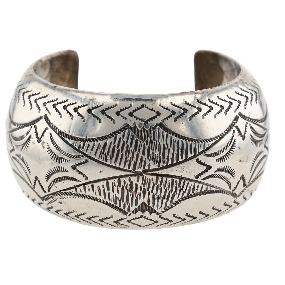Lot 153: Vintage Navajo Stamped Wide Cuff Bracelet