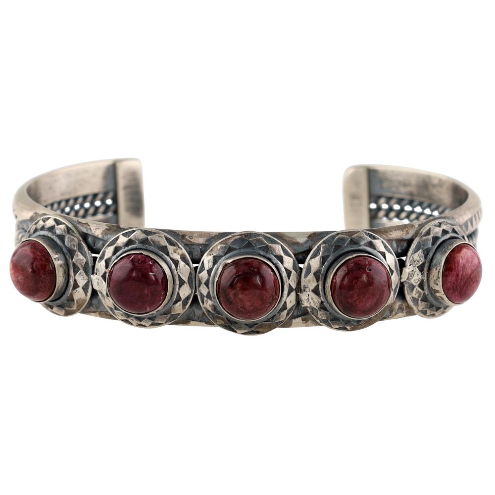Lot 168: Tahe Navajo Purple Spiny Oyster Twist Cuff Bracelet