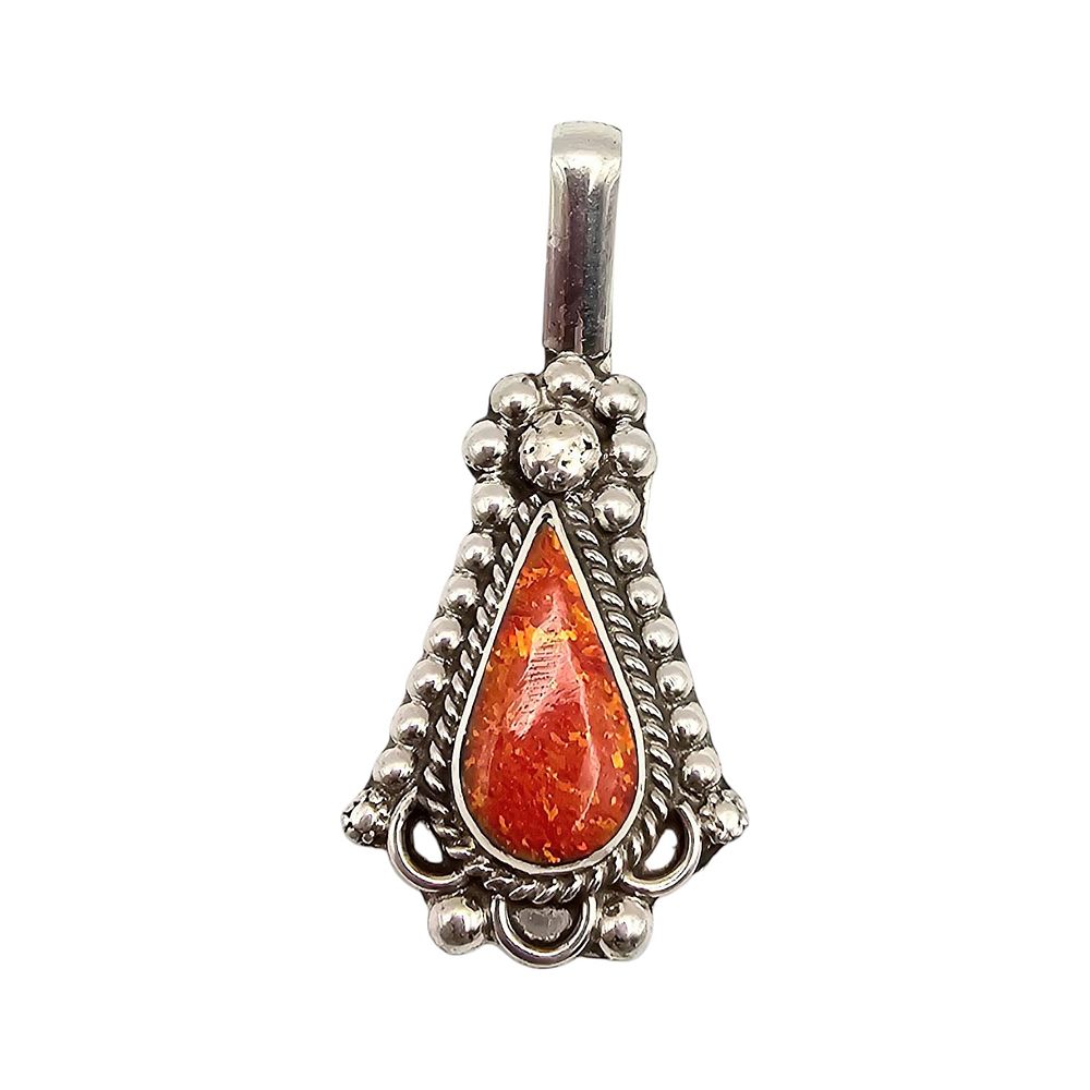 Lot 155: Yannette Yatsa Zuni Handmade Sterling Silver Opal Pendant