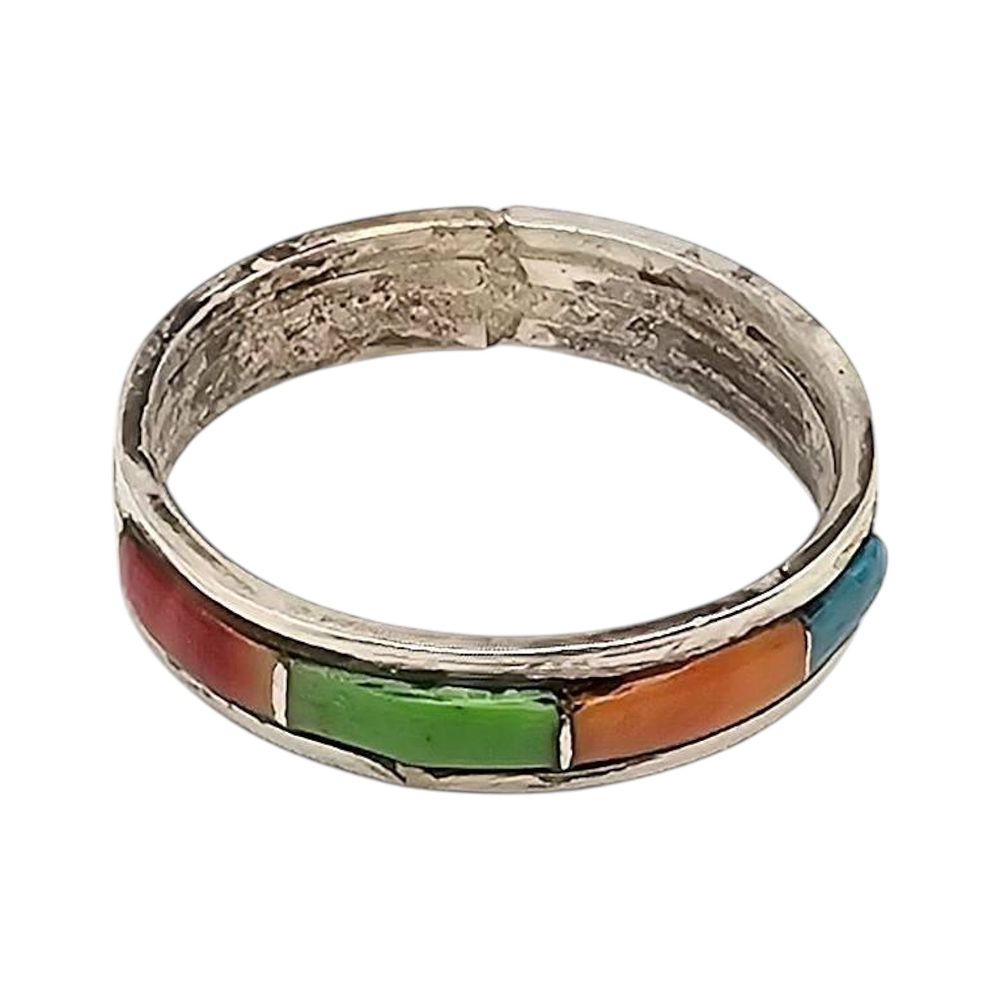 Lot 156: Debbie Livingston Navajo Sterling Silver Multi-Stone Ring Size 8