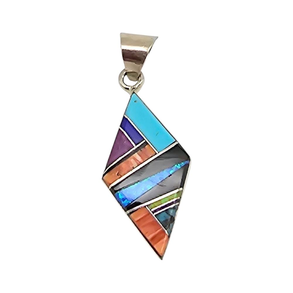 Lot 171: Arnold Yazzie Navajo Sterling Silver Multi-Stone Pendant
