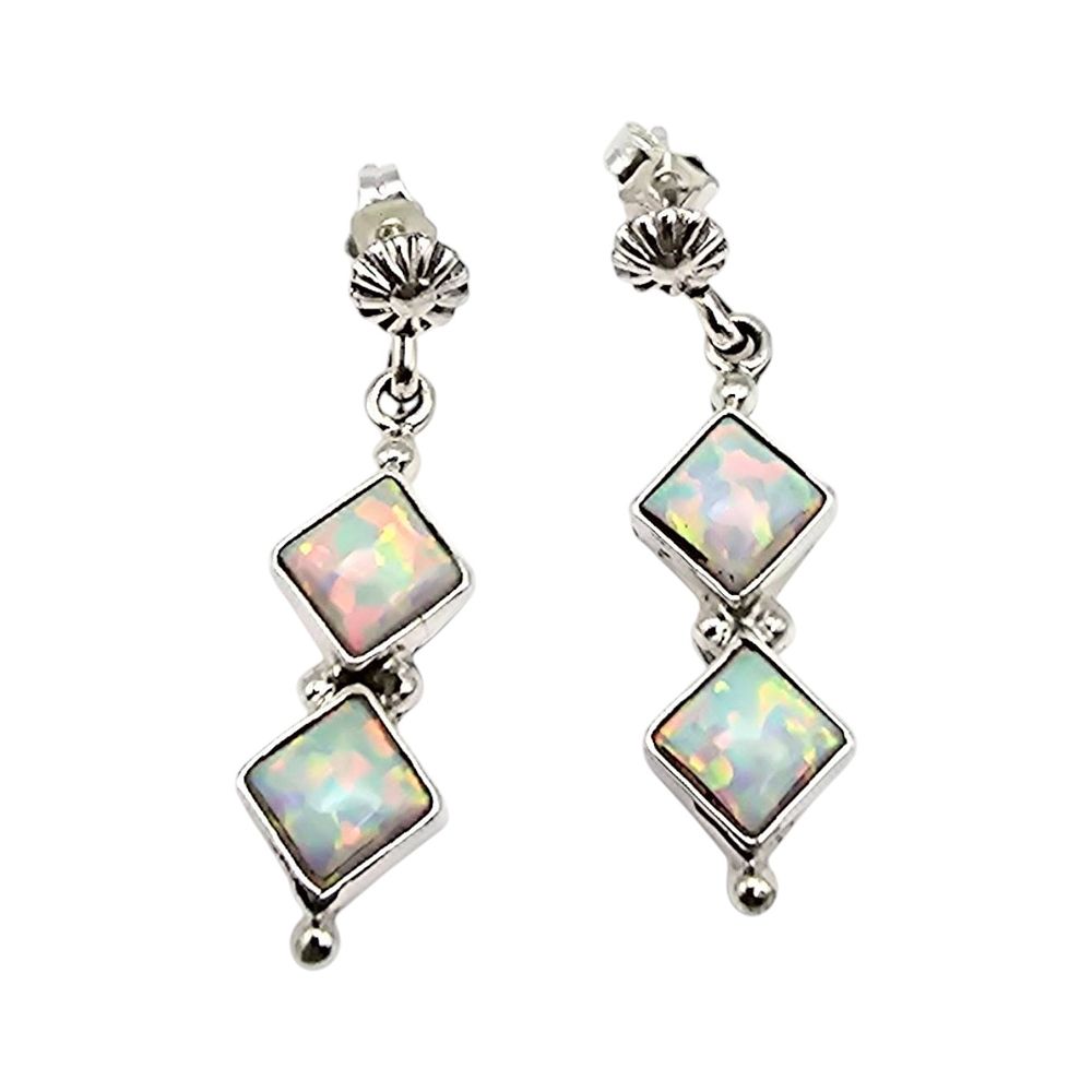 Lot 172: Verley Betone Navajo Sterling Silver Opal Inlay Earrings