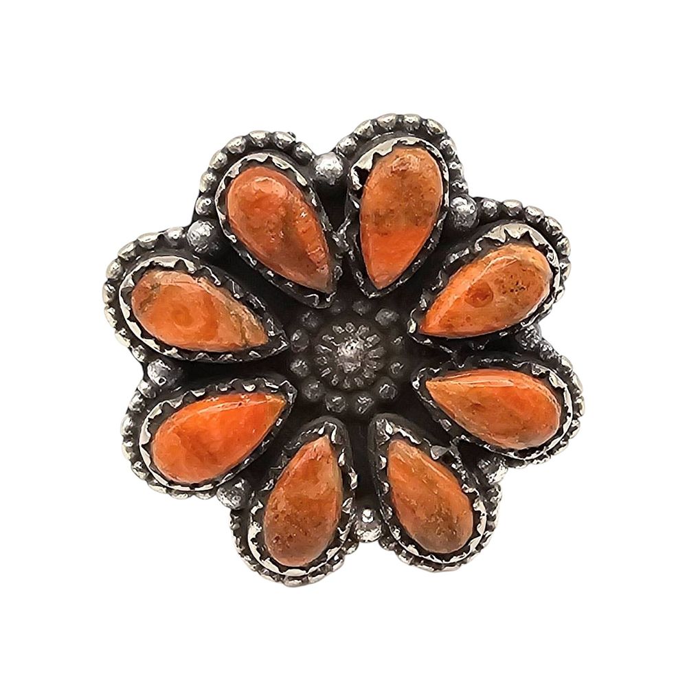 Lot 179: Hada Collection Sterling Silver Apple Coral Adjustable Ring