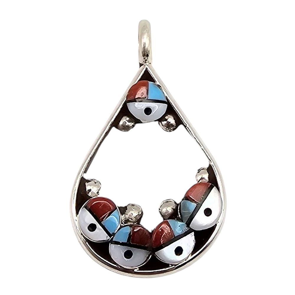 Lot 182: Janice Lalio Zuni Sterling Silver Inlay Pendant