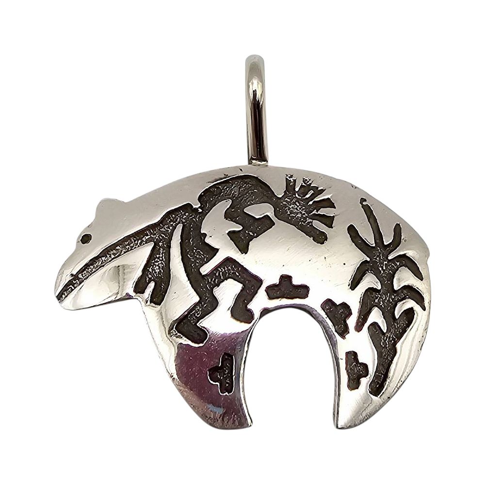 Lot 188: Emerson Kinsel Navajo Sterling Silver Bear Pendant