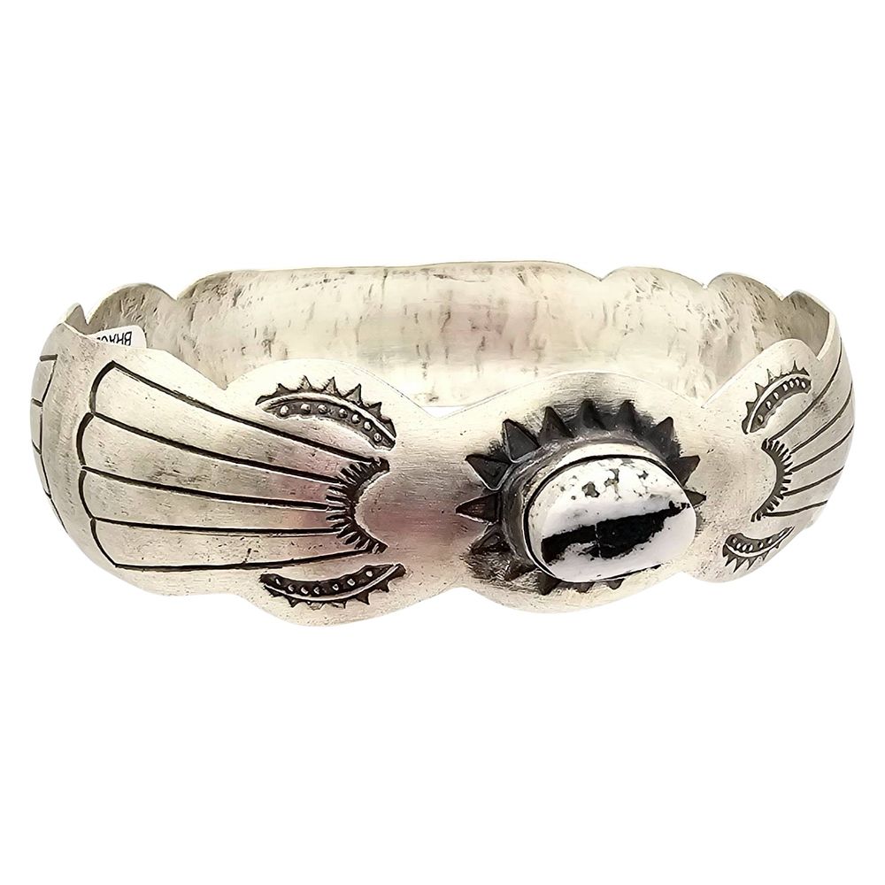 Lot 200: Ella Peters Navajo Handmade Sterling Silver White Buffalo Turquoise Bracelet