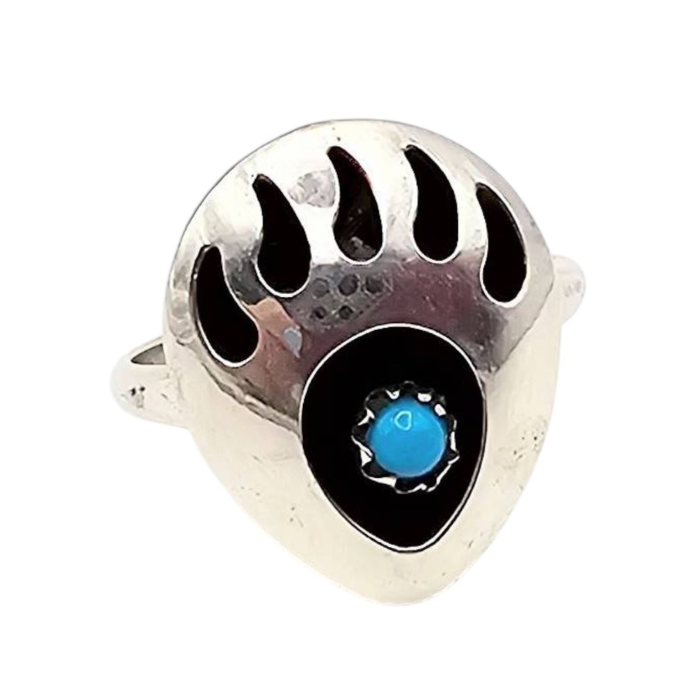 Lot 221: Sterling Silver Navajo Leroy Parker Ring With Turquoise Accent Size 4.25