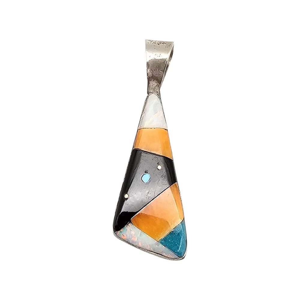 Lot 272: Navajo Germane Smith Handmade Sterling Silver Multi-Stone Pendant