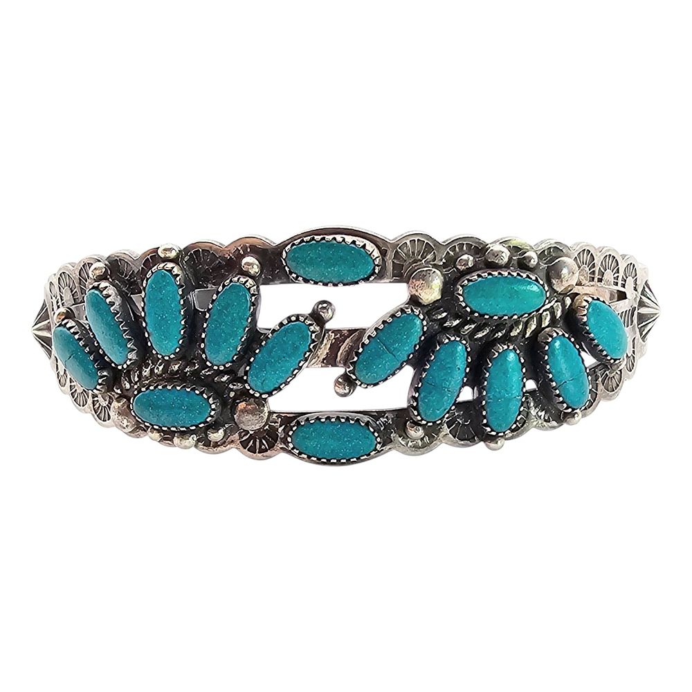 Lot 297: Navajo Sterling Silver Cuff Bracelet with Turquoise