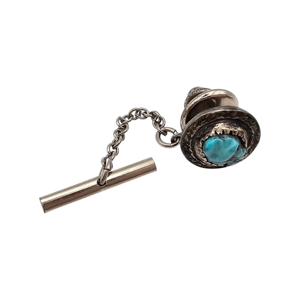 Lot 355: Native Sterling Silver Turquoise Tie Tack