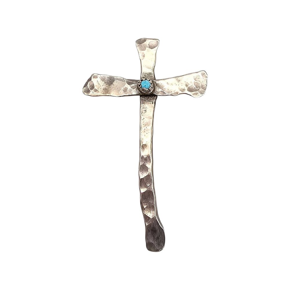 Lot 361: Sterling Silver Turquoise Cross Pendant