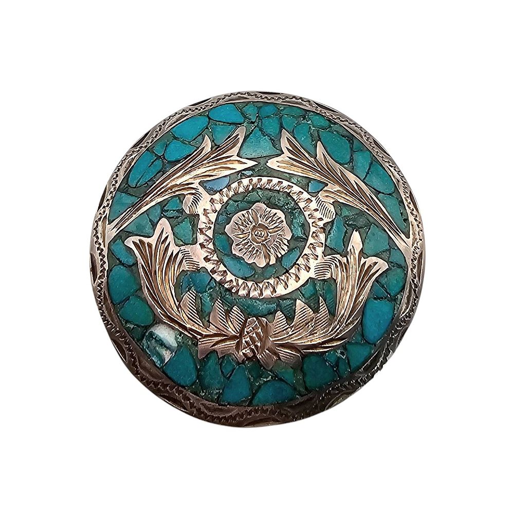 Lot 381: Mexican Taxco Sterling Silver Turquoise Brooch/Pendant