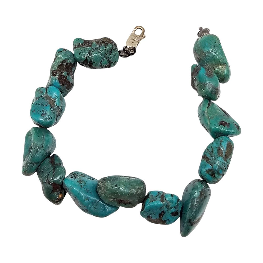 Lot 391: Southwestern Sterling Silver Turquoise Bracelet