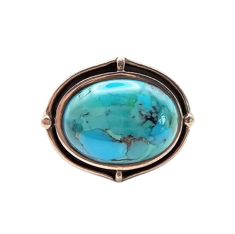 Lot 421: Southwestern Barse Sterling Silver Turquoise Ring Size 6.75