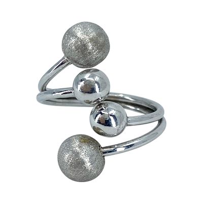 Sterling Adjustable Ball Bypass Ring 3.4g sz 7.75. Sterling Adjustable Ball Bypass Ring 3.4g sz 
