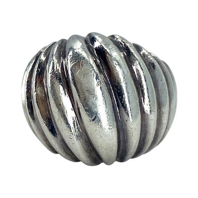 Sterling Ribbed Dome Ring 5.6g Sz 5.75 Engraved 925
