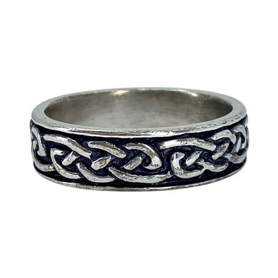 Signed Sterling Celtic Knot Band 6g sz 9.75 Engraved WM? Ster