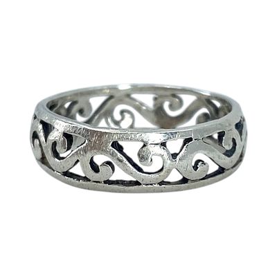 Sterling Cut Out Swirl Ring 1.3g sz 3 Engraved 925