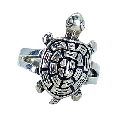 Sterling Detailed Turtle Ring 5g sz 5 Engraved 925