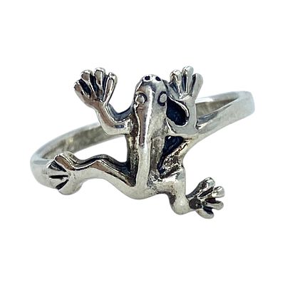Sterling Jumping Frog Ring 2g sz 6 Engraved 925