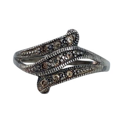 Signed Sterling Bypass Textured Ring 3g sz 8 Engraved 925 LA