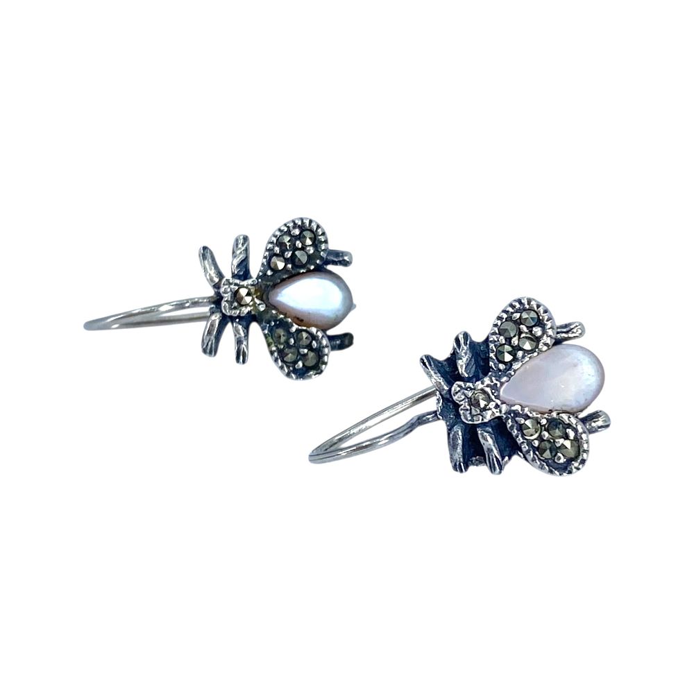 Lot 549: Sterling Multi Stone Bee Hook Earrings 3g