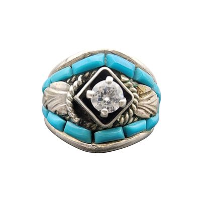 Silver Ray Navajo Sterling Turquoise Ring Sz 6.5 | 5.5g