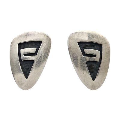 Riley Polequaptewa Hopi Sterling Overlay Earrings | 7.1g