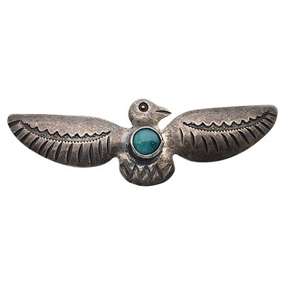 Vintage Navajo Sterling Turquoise Thunderbird Brooch | 4.5g