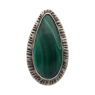 Vintage Navajo Sterling Malachite Ring Sz 4.5 | 13.3g