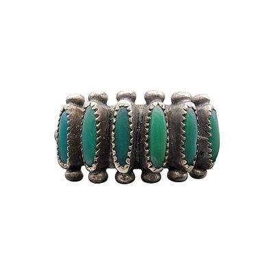 Janice Paloma Zuni Sterling Turquoise Needlepoint Ring Sz 6.5 | 4.4g