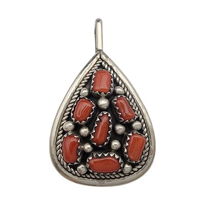 Irene Chiquito Navajo Sterling Coral Pendant. Irene Chiquito Navajo Sterling Coral Nugget 