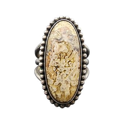 Signed Navajo Sterling Lace Agate Ring Sz 6.5. Gorgeous stone! Pictomark Signed Navajo Sterling 
