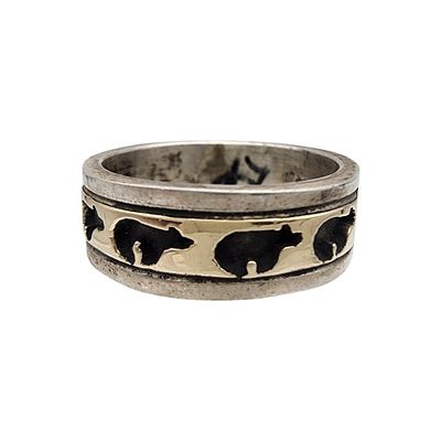 Scott Skeets Navajo 14k Gold & Sterling Bear Ring Sz 6 | 5.2g