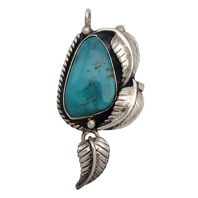 Vintage Navajo Sterling Turquoise Pendant. Vintage Navajo Sterling Turquoise Dangle Pendant | 7g